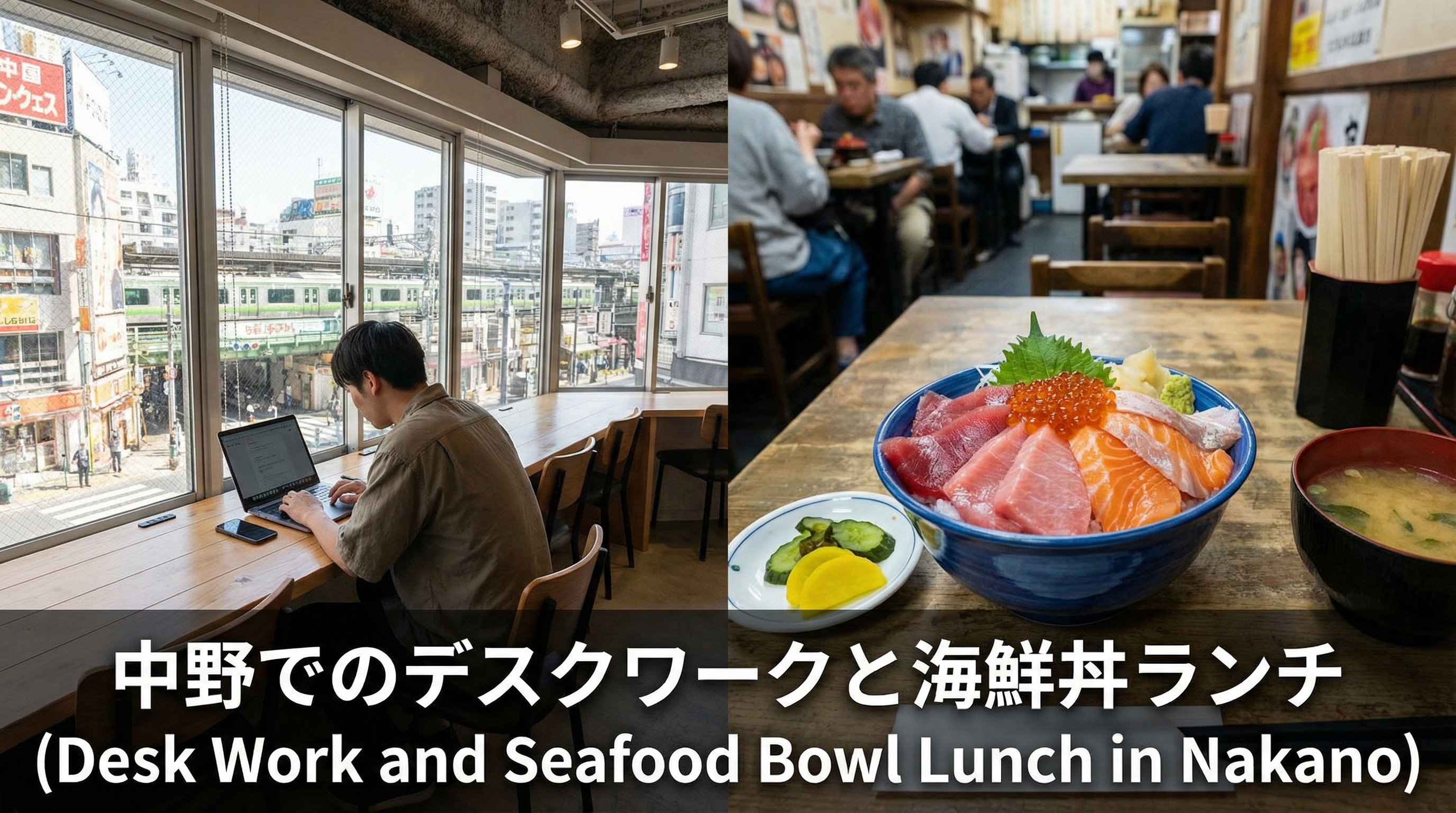 中野でのデスクワークと海鮮丼ランチ